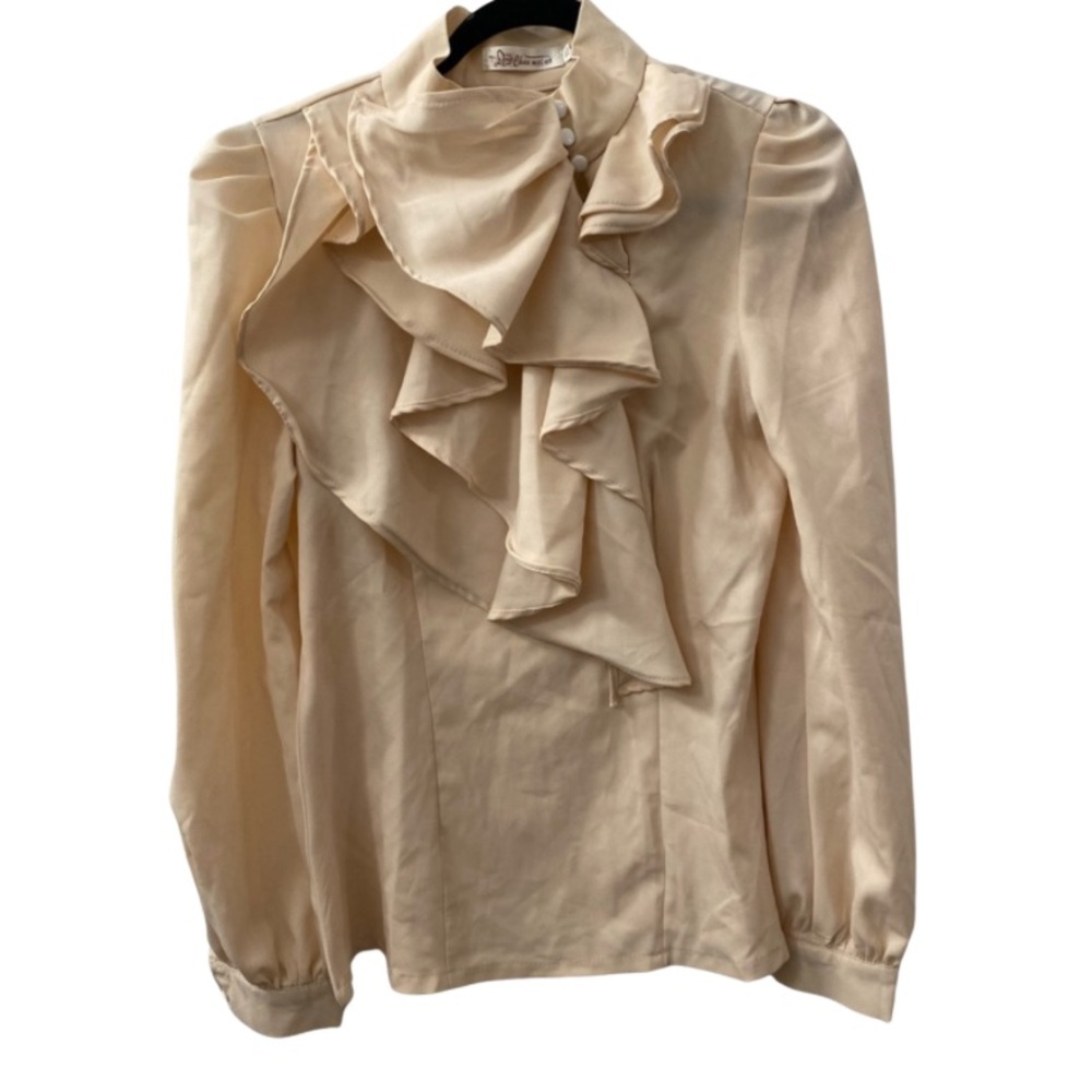 Cream Color - Ruffle Collar Blouse Size Small NWT